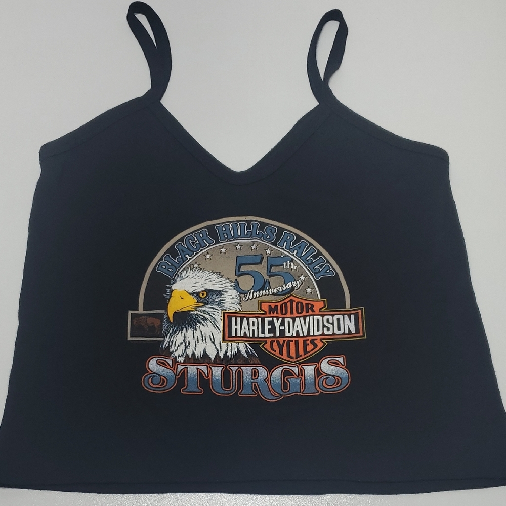 Vintage 1995 55th Harley-Davidson Black Sturgis Graphic Tank Top Bike Week